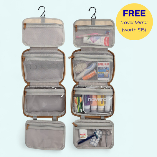 Hanging Toiletry Bag + FREE Travel Mirror