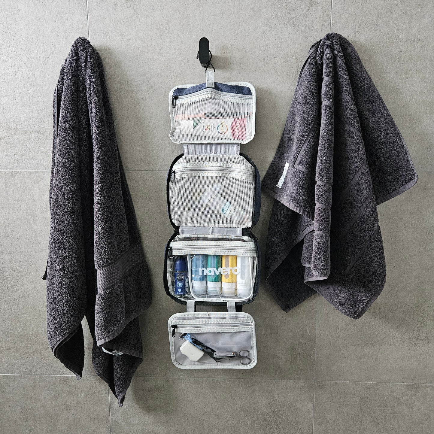 Hanging Toiletry Bag + FREE Travel Mirror