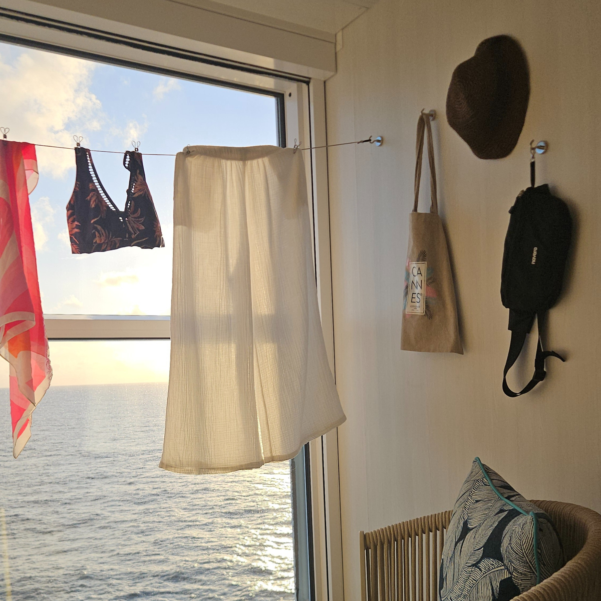 Cruise Cabin Clothesline + 20 pegs